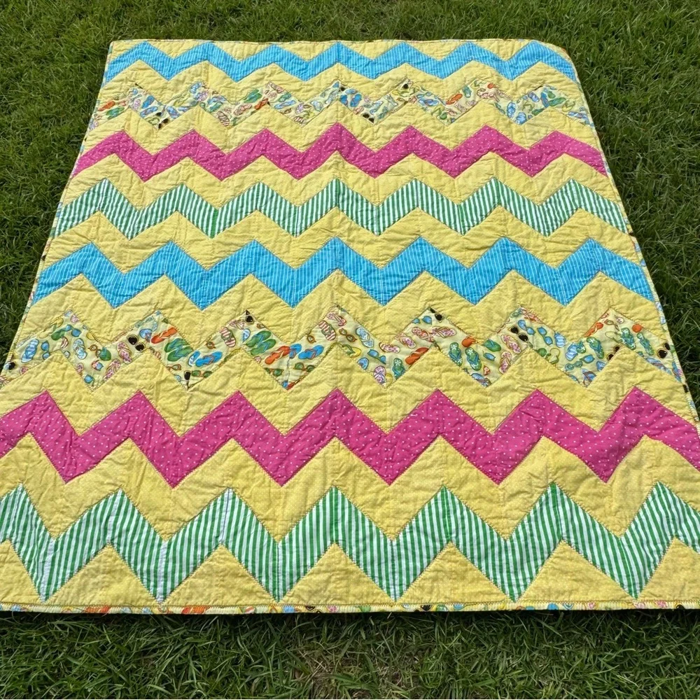 Colorful Chevron Quilt 60”x 54”